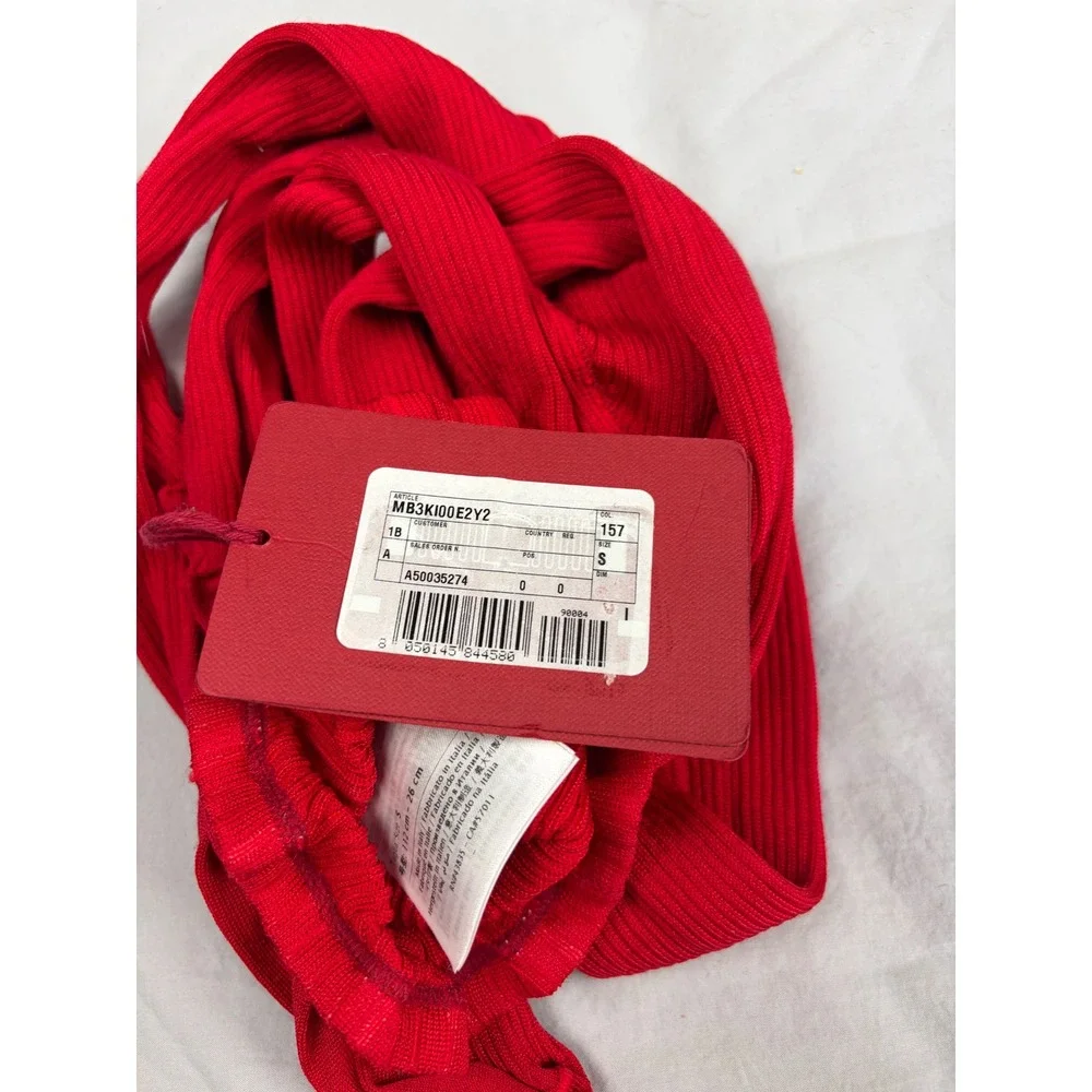 Valentino Red Ribbed Silk Tights Made in Italy MB3KI00E2Y2 Size S NEW